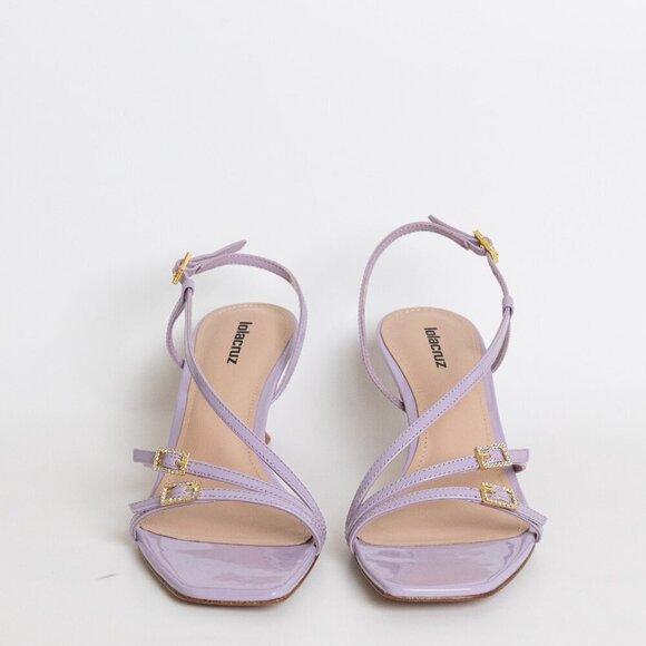 Anthropologie Lola Cruz Julia Sandals Kitten Heel Slingback Leather Lilac EU 38 - Picture 5 of 15